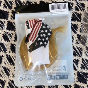 Blonde Wig with American Flag Bandana